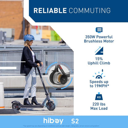 Hiboy S2 Electric ,UL 2271 Certified，8.5" Tires, up to 17 Miles Range, 350W Motor & 19 MPH Portable Folding Commuting Electric for Adults with Double Braking System and App Rear Suspensions LED Headlight + Sidelight + Taillight Foldable