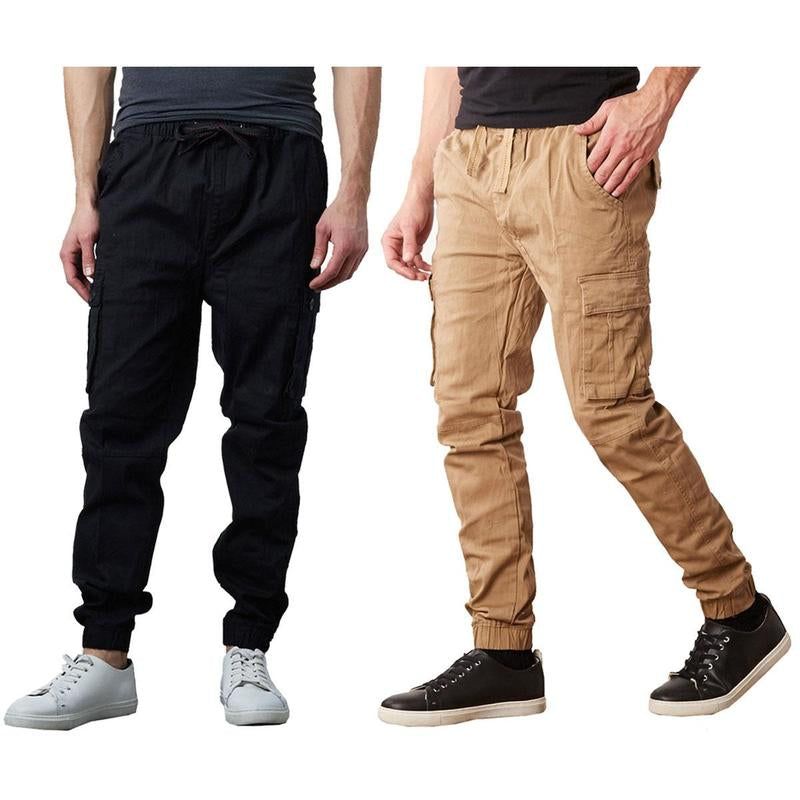 Men'S 2 Pack Cotton Flex Stretch Cargo Jogger Pants (Sizes, S-2XL)