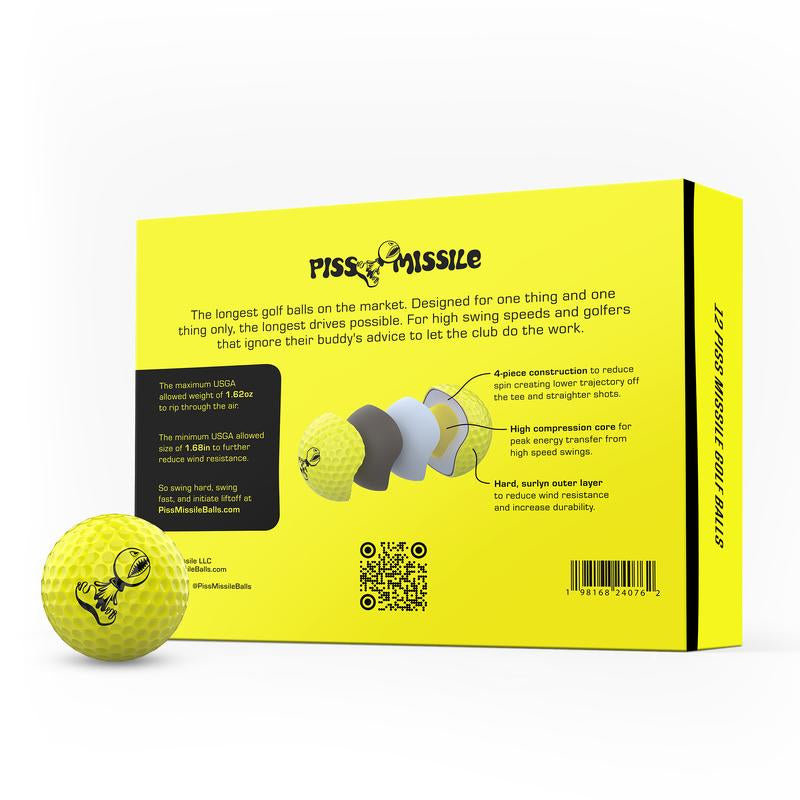 PISS MISSILE GOLF BALLS 12PK - LONG DISTANCE