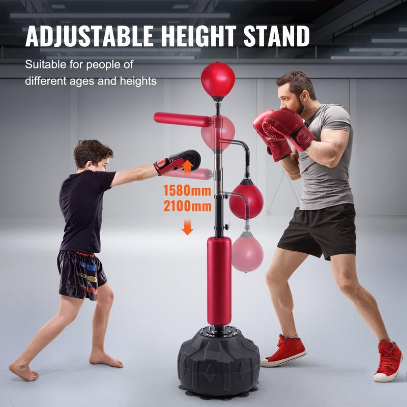 VEVOR Boxing Speed Trainer, Punching Bag with Stand, Reflex Boxing Bag Height Adjustable Free Standing Strike Bag Set with Gloves, Workout Speed Bag for Home Gym Training