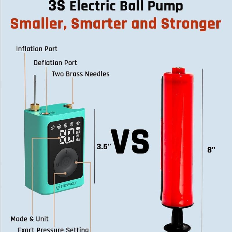 Etenwolf P300 Electric Ball Pump Inflation & Deflation 2-17PSI, Basketball Pump with Precise Pressure Gauge, Rechargeable Air Pump for Balls, Soccer Ball Air Pump