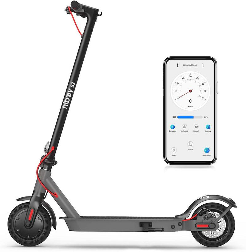 Hiboy S2 Electric ,UL 2271 Certified，8.5" Tires, up to 17 Miles Range, 350W Motor & 19 MPH Portable Folding Commuting Electric for Adults with Double Braking System and App Rear Suspensions LED Headlight + Sidelight + Taillight Foldable