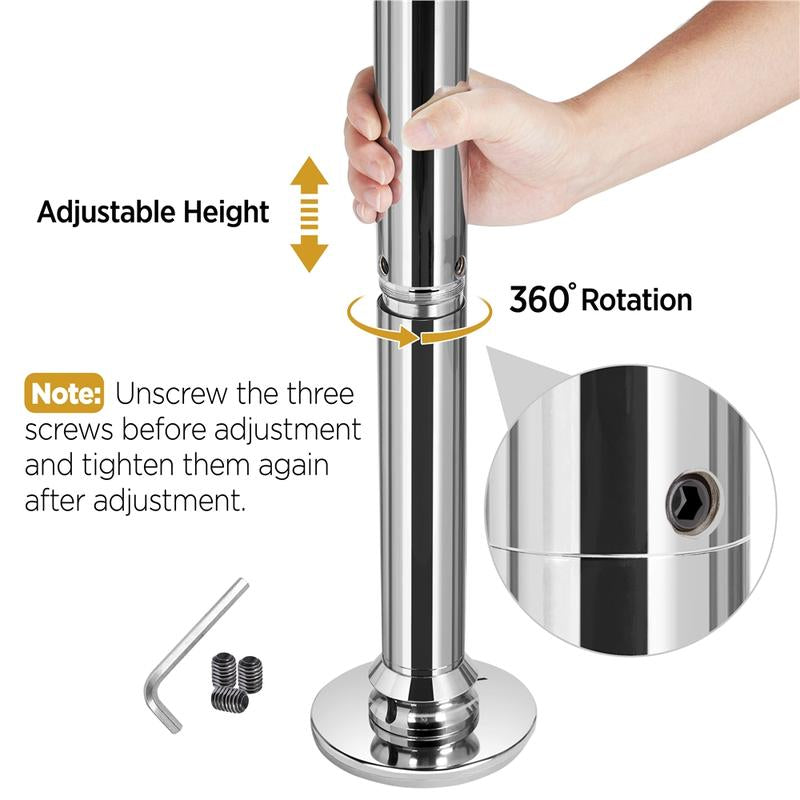 【Heavy Duty】Yaheetech 45Mm Portable Dance Pole Spinning Static Dancing Pole for Home Portable Removable Home Dancing Pole, Height Adjustable 7'-9'