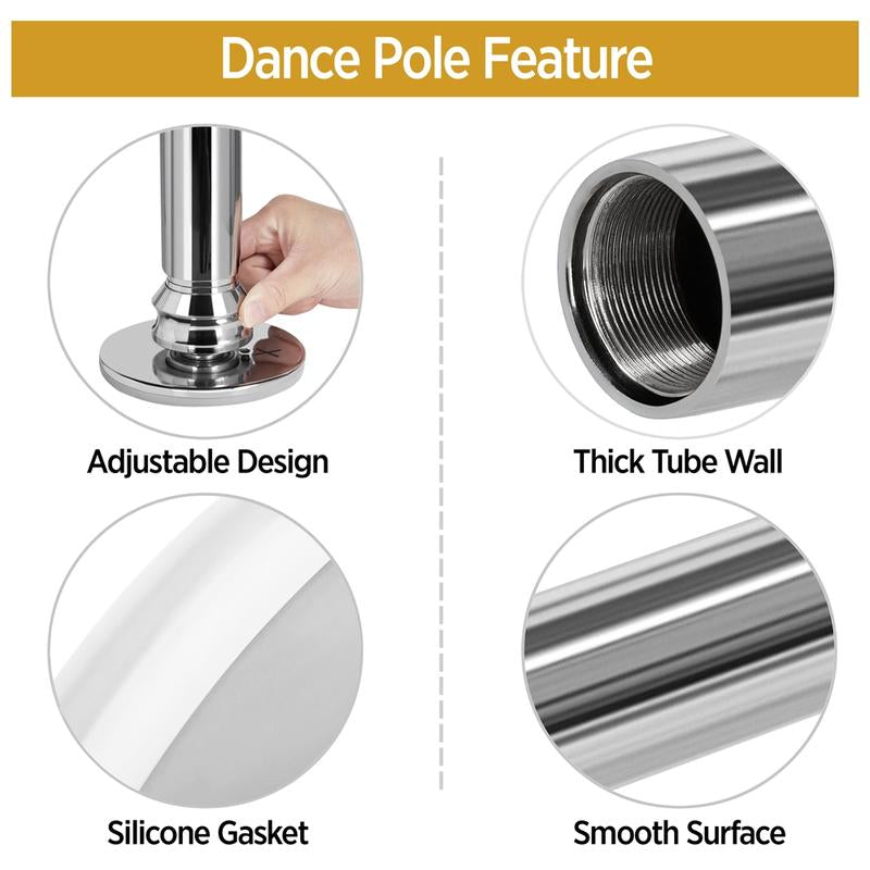 【Heavy Duty】Yaheetech 45Mm Portable Dance Pole Spinning Static Dancing Pole for Home Portable Removable Home Dancing Pole, Height Adjustable 7'-9'