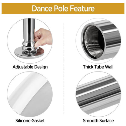 【Heavy Duty】Yaheetech 45Mm Portable Dance Pole Spinning Static Dancing Pole for Home Portable Removable Home Dancing Pole, Height Adjustable 7'-9'