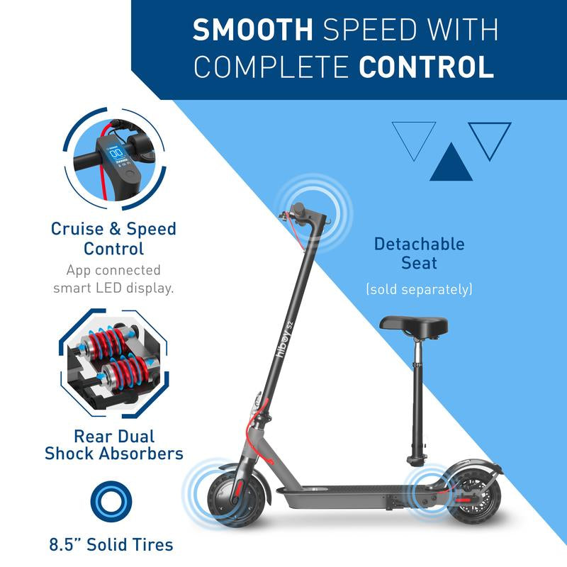 Hiboy S2 Electric ,UL 2271 Certified，8.5" Tires, up to 17 Miles Range, 350W Motor & 19 MPH Portable Folding Commuting Electric for Adults with Double Braking System and App Rear Suspensions LED Headlight + Sidelight + Taillight Foldable